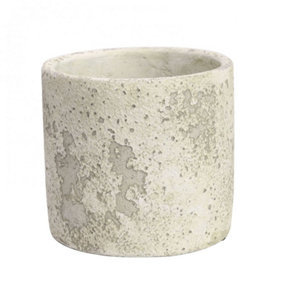 Rustic Cement Plant Pot. Aged Style. (H13 cm) No drainage Holes.