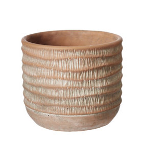 Rustic Ceramic Sculptured Texture Plant Pot (W14 cm)