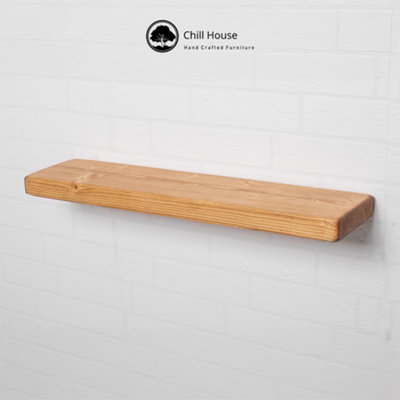 Rustic Chunky Floating Shelf Handmade from Solid Wood 6x2 reclaimed scaffold - Natural Oak 120 cm
