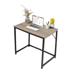 Rustic Computer Desk Grey Top with Black Metal Frame