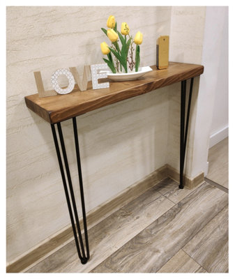 Rustic Console Table 145mm Hairpin 3R 1016mm Medium Oak Length of 90cm