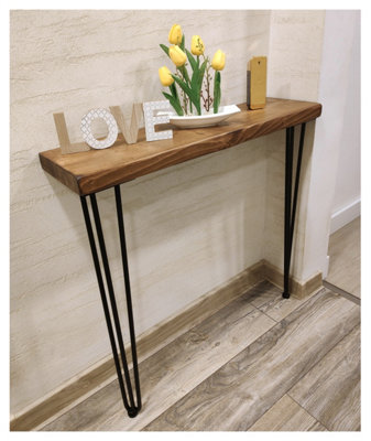 Rustic Console Table 145mm Hairpin 3R 860mm Medium Oak Length of 80cm