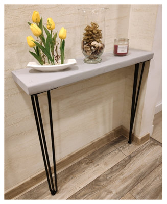 Rustic console table with store hairpin legs