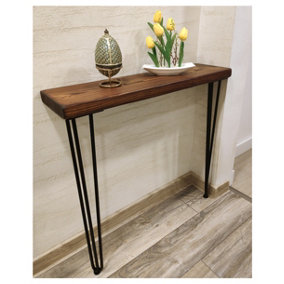 Rustic Console Table 175mm Hairpin 3R 1016mm Dark Oak Length of 70cm