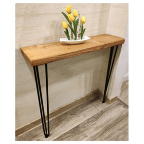 Rustic Console Table 175mm Hairpin 3R 1016mm Light Oak Length of 120cm