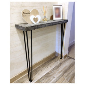 Rustic Console Table 175mm Hairpin 3R 711mm Monochrome Length of 50cm