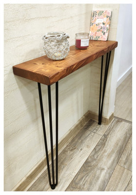 Rustic Console Table 175mm Hairpin 3R 711mm Teak Length of 60cm