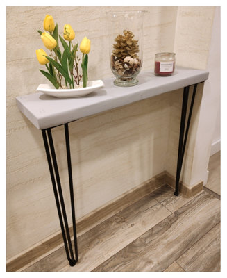 Rustic Console Table 175mm Hairpin 3R 860mm Antique Grey Length of 150cm