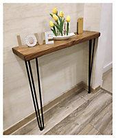 Rustic Console Table 175mm Hairpin 3R 860mm Medium Oak Length of 90cm