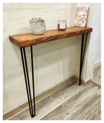 Rustic Console Table 175mm Hairpin 3R 860mm Teak Length of 80cm