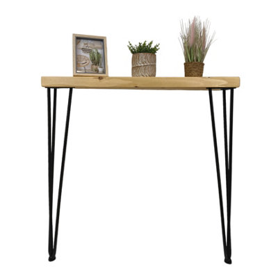 Rustic Console Table 175mm Hairpin 711mm Height Light Oak Length of 40cm