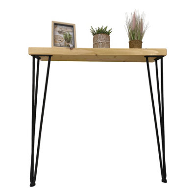 Rustic Console Table 175mm Hairpin 711mm Height Light Oak Length of 40cm