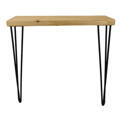 Rustic Console Table 175mm Hairpin 711mm Height Light Oak Length of 40cm