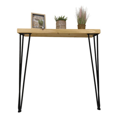 Rustic Console Table 175mm Hairpin 711mm Height Light Oak Length of 80cm