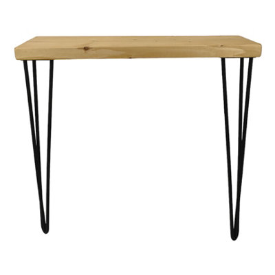 Rustic Console Table 175mm Hairpin 711mm Height Light Oak Length of 80cm