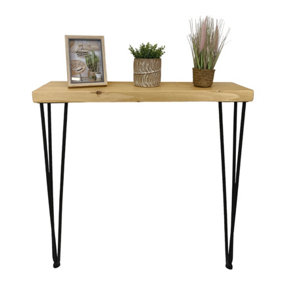 Rustic Console Table 225mm Hairpin 1016mm Height Light Oak Length of 60cm