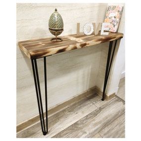 Rustic Console Table 225mm Hairpin 3R 1016mm Burnt Length of 110cm