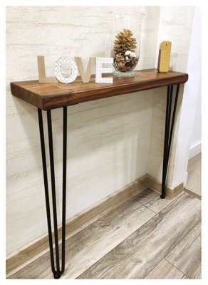 Rustic Console Table 225mm Hairpin 3R 1016mm Walnut Length of 50cm