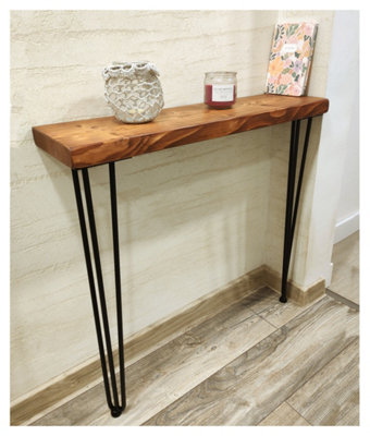 Narrow Console Table With Hairpin Legs, Wooden Rustic Hallway Table,  Radiator Shelf / Cover, Free Delivery 