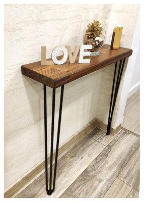 Rustic Console Table 225mm Hairpin 3R 711mm Walnut Length of 70cm