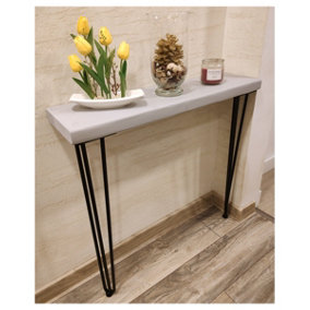 Rustic Console Table 225mm Hairpin 3R 860mm Antique Grey Length of 40cm
