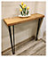 Rustic Console Table 225mm Hairpin 3R 860mm Light Oak Length of 70cm