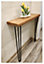 Rustic Console Table 225mm Hairpin 3R 860mm Light Oak Length of 70cm