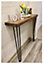Rustic Console Table 225mm Hairpin 3R 860mm Medium Oak Length of 90cm