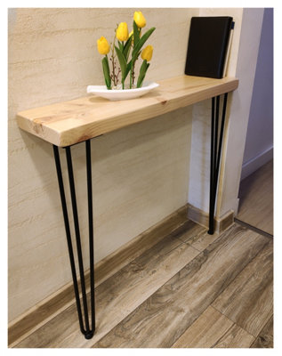 Rustic Console Table 225mm Hairpin 3R 860mm Primed Length of 40cm