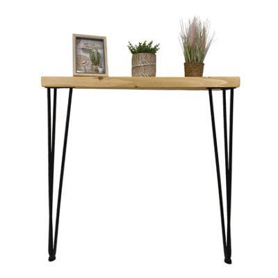 Rustic Console Table 225mm Hairpin 860mm Height Light Oak Length of 120cm