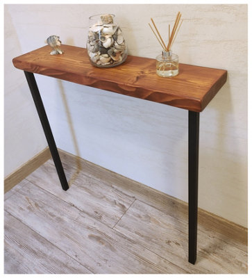 Rustic Console Table Radiator 145mm Square Frame 100cm Teak Length of 50cm