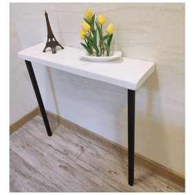 Rustic Console Table Radiator 145mm Square Frame 100cm White Length of 100cm