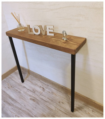 Rustic Console Table Radiator 175mm Square Frame 70cm Medium Oak Length ...