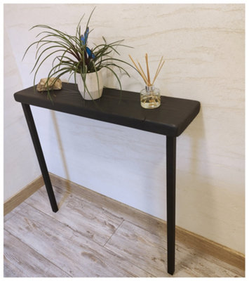 Rustic Console Table Radiator 225mm Square Frame 85cm Black Ash Length ...