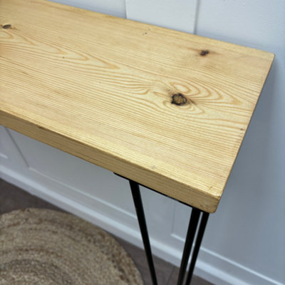 Rustic Console Table with Steel Hairpin Legs -  Hallway Wooden Table  -  Rugger Brown Finish 120cm Length