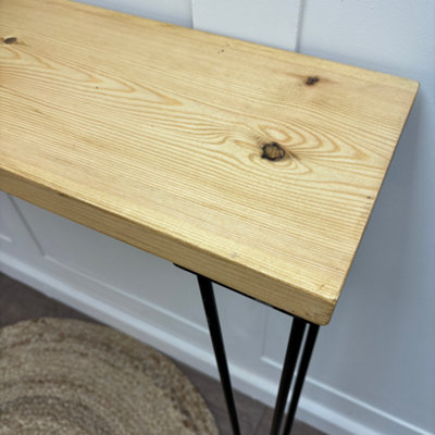 Rustic Console Table with Steel Hairpin Legs -  Hallway Wooden Table  -  Rugger Brown Finish  70cm Length