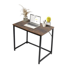 Rustic Desk Brown with Black Coated Metal Frame - Versatile Coffee Table, Gaming Desk, and Dressing Table for Home and Offic