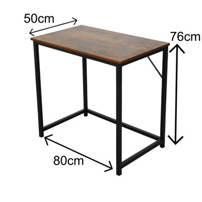 Rustic Desk Brown with Black Coated Metal Frame - Versatile Coffee Table, Gaming Desk, and Dressing Table for Home and Offic