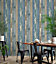 Rustic Distressed Elm Wood Plank Effect Blue Cabin Beige Realistic Wallpaper
