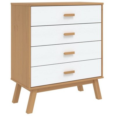 Rustic Drawer Cabinet OLDEN White and Brown Solid Wood Pine