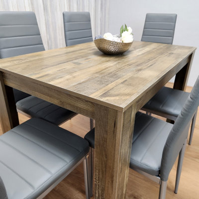 Rustic gray deals dining table set