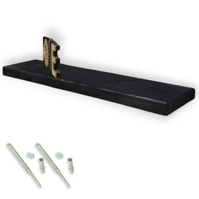 Rustic Floating Shelf - Wall-Mounted Storage Unit for Kitchen Decor (Black, 80cm (0.8m)