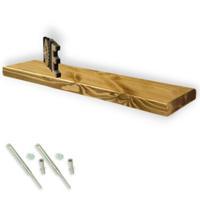 Rustic Floating Shelf - Wall-Mounted Storage Unit for Kitchen Decor (Dark Oak, 80cm (0.8m)