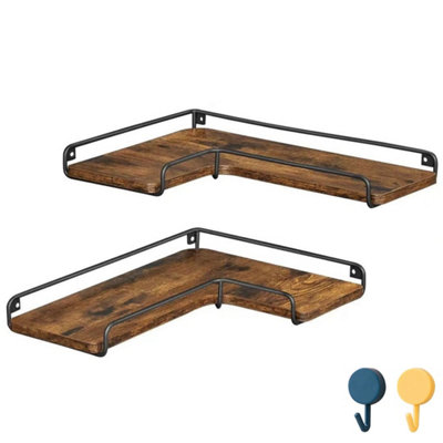 Rustic Floating Shelves Set, 2PCS Kitchen Corner Wall Shelf