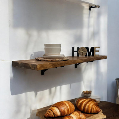 Rustic Folding Breakfast Bar Wall Mounted BT03 (Tudor Oak, 140cm (1.4m)