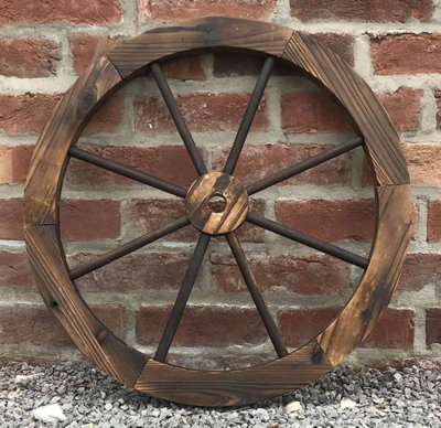 Rustic Garden Wooden Decorative Wagon Cart Wheel Ornament 60cm