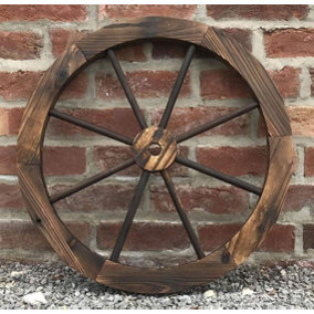 Rustic Garden Wooden Decorative Wagon Cart Wheel Ornament 60cm