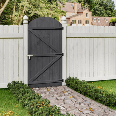 Rustic Grey Semi-Braced Arch Gate with Latch H 180cm x W 90cm