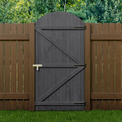 Rustic Grey Semi-Braced Arch Gate with Latch H 180cm x W 90cm