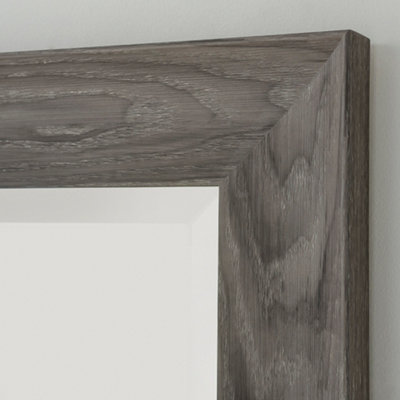 Rustic Grey Wood Effect Scooped Framed Mirror 130x107cm